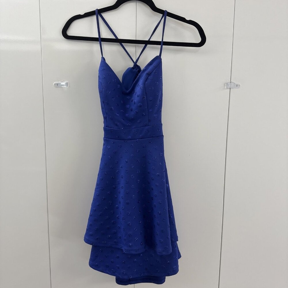 City Triangles Size 5 Blue Dress‎ Sequin Polka Dots Homecoming Dance Cocktail